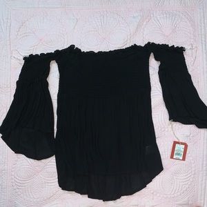 Black off the shoulder dress shirt